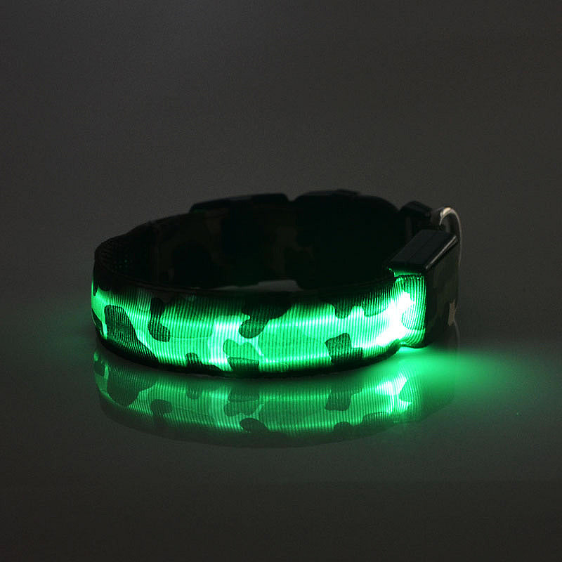 Camouflage Luminous Dog Collar – LED Glow in the Dark Pet Collar