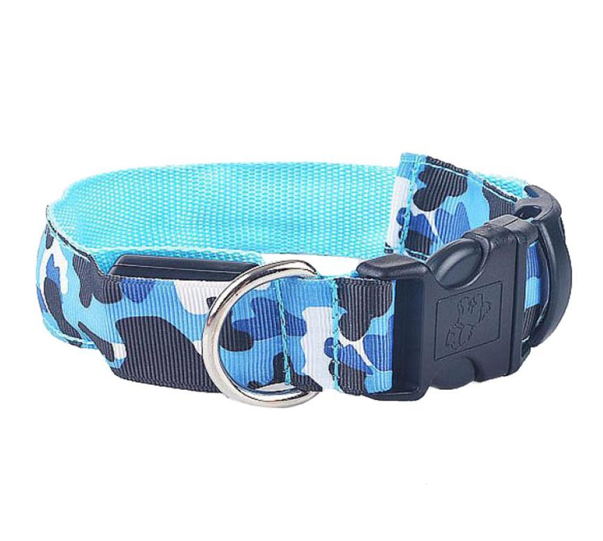 Camouflage Luminous Dog Collar – LED Glow in the Dark Pet Collar