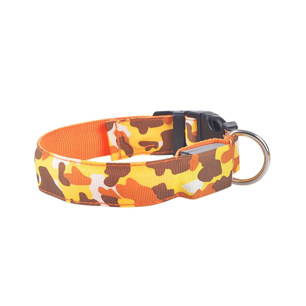 Camouflage Luminous Dog Collar – LED Glow in the Dark Pet Collar