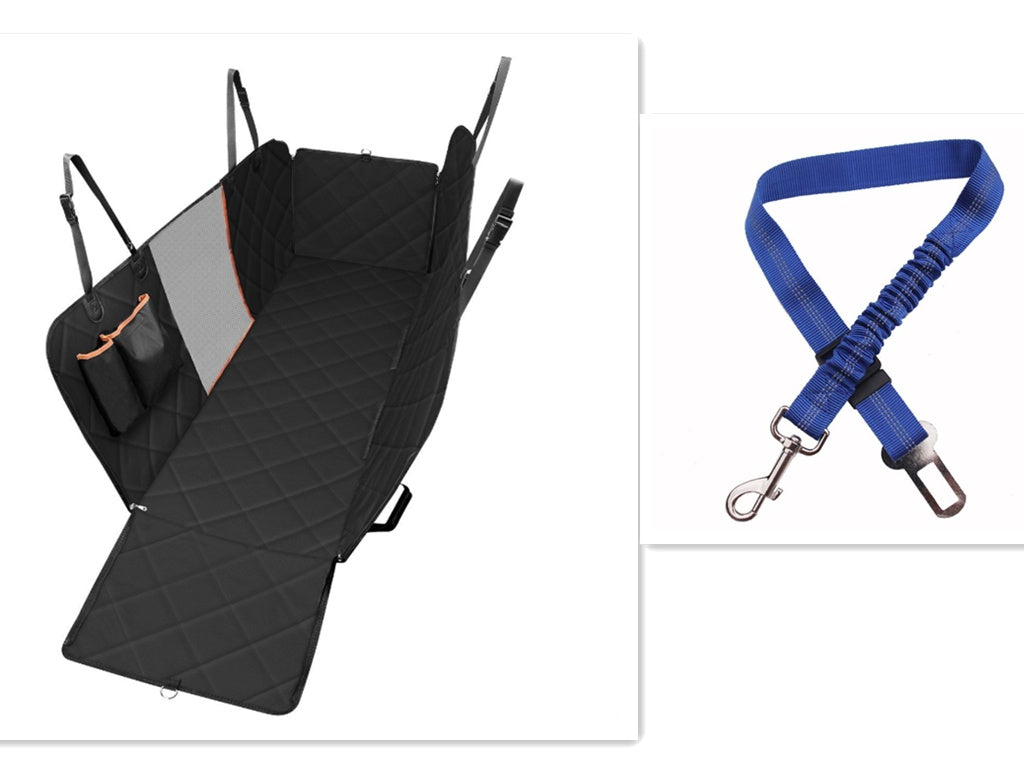 Dog Car Seat Cover Hammock – Rear Back Seat Pet Safety Protector with Zipper & Pocket
