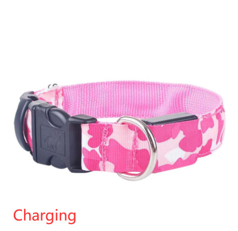 Camouflage Luminous Dog Collar – LED Glow in the Dark Pet Collar