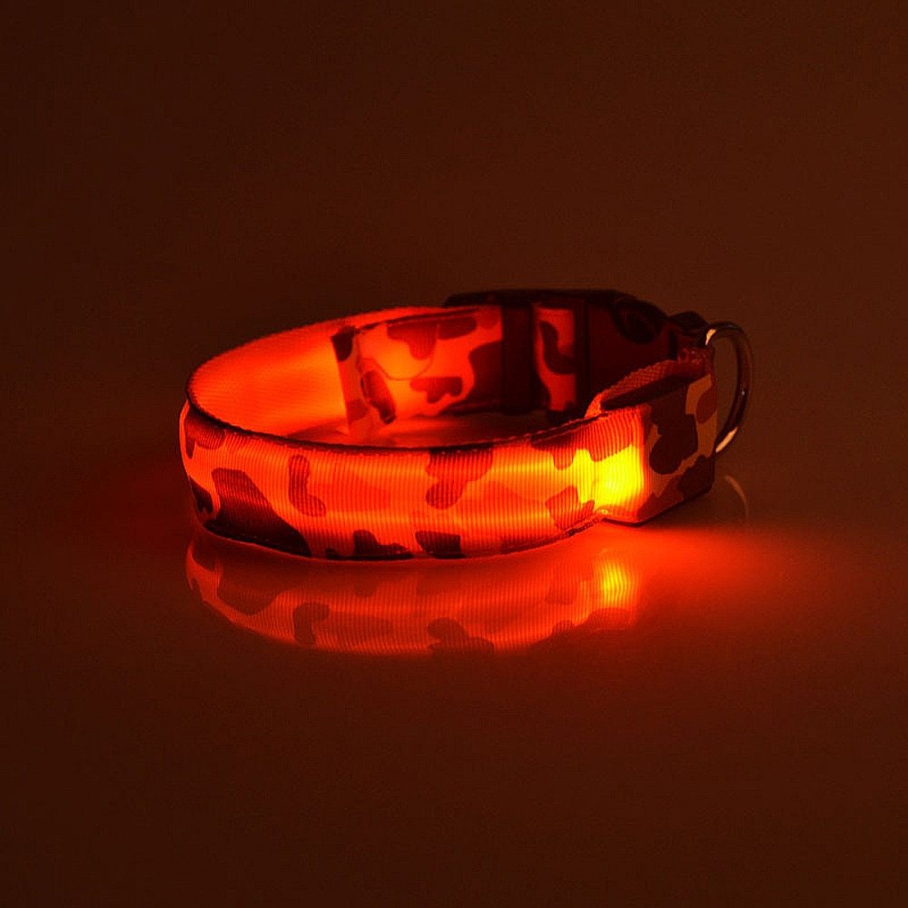 Camouflage Luminous Dog Collar – LED Glow in the Dark Pet Collar