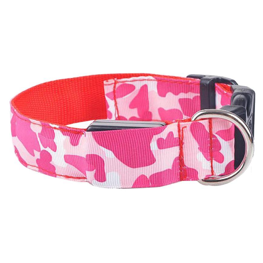 Camouflage Luminous Dog Collar – LED Glow in the Dark Pet Collar