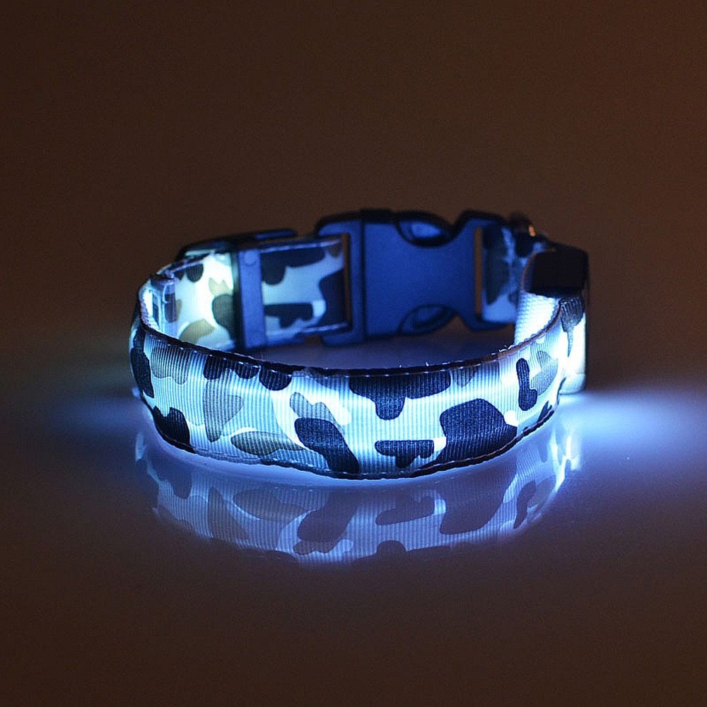 Camouflage Luminous Dog Collar – LED Glow in the Dark Pet Collar