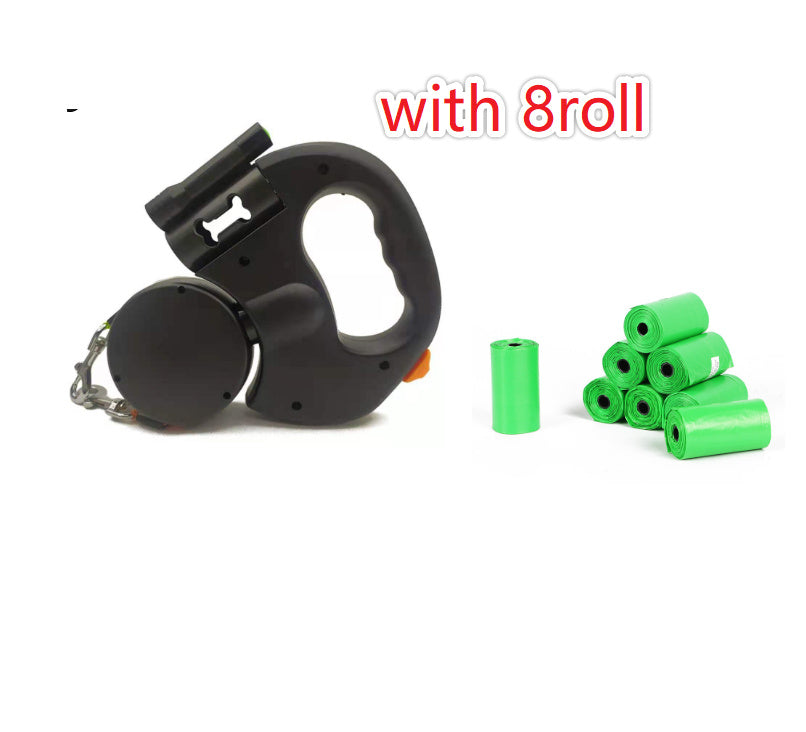 Retractable Dual Dog Leash – Reflective 360° Swivel with LED Light