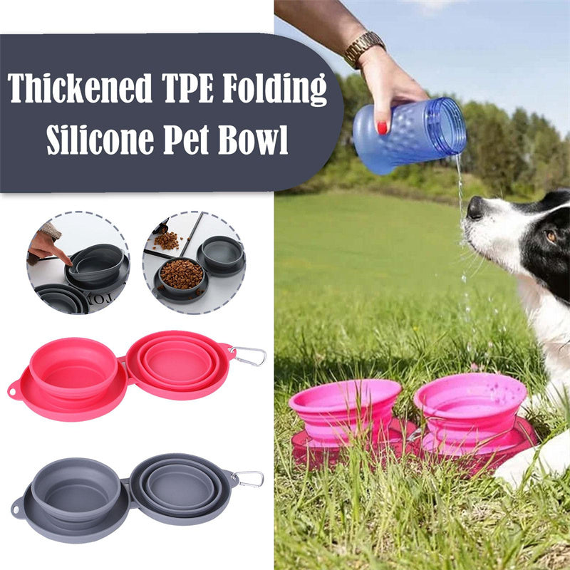 Foldable Double Pet Feeding Bowl – Travel-Friendly Dog & Cat Bowl