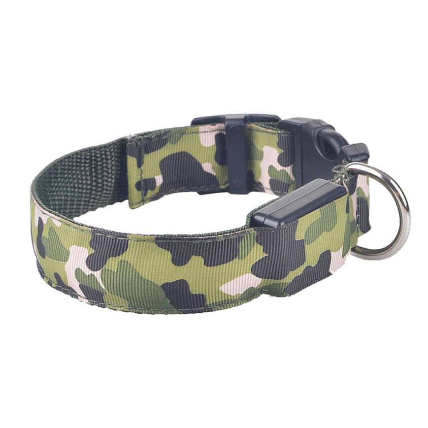 Camouflage Luminous Dog Collar – LED Glow in the Dark Pet Collar