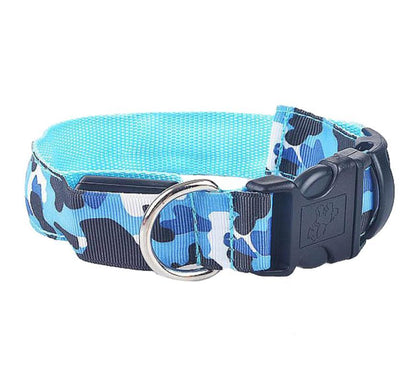 Camouflage Luminous Dog Collar – LED Glow in the Dark Pet Collar