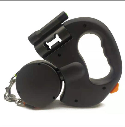 Retractable Dual Dog Leash – Reflective 360° Swivel with LED Light
