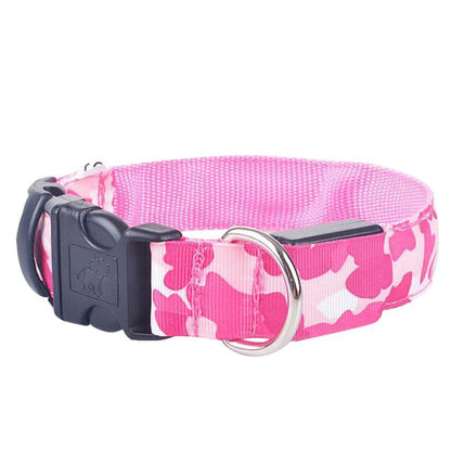 Camouflage Luminous Dog Collar – LED Glow in the Dark Pet Collar