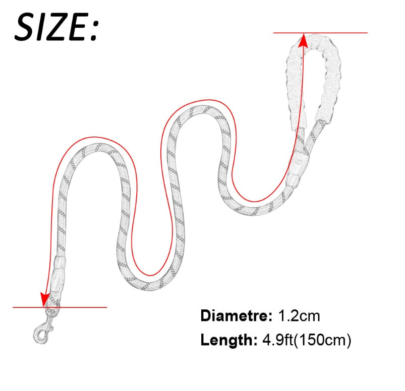 Reflective Nylon Dog Leash – Durable Walking & Training Lead for Small, Medium & Large Dogs
