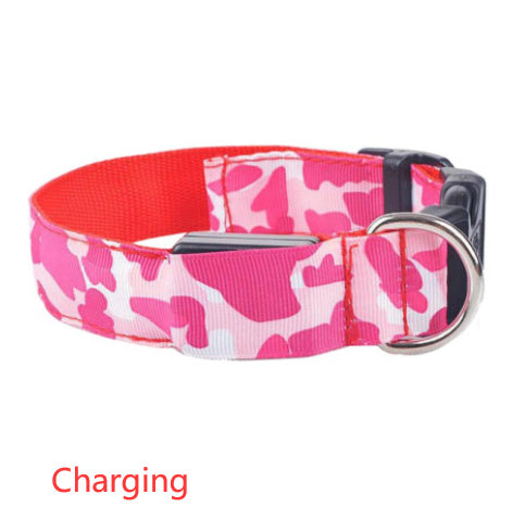 Camouflage Luminous Dog Collar – LED Glow in the Dark Pet Collar