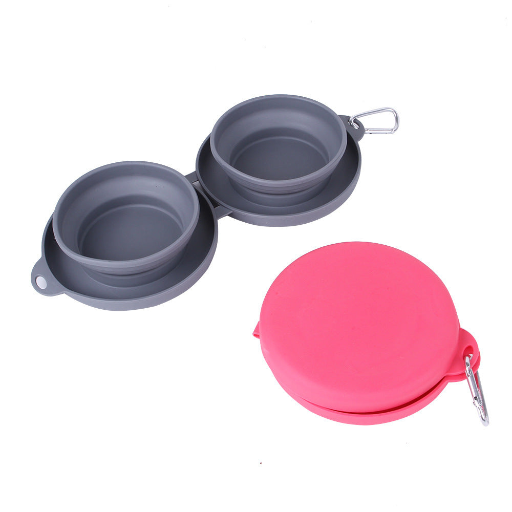 Foldable Double Pet Feeding Bowl – Travel-Friendly Dog & Cat Bowl