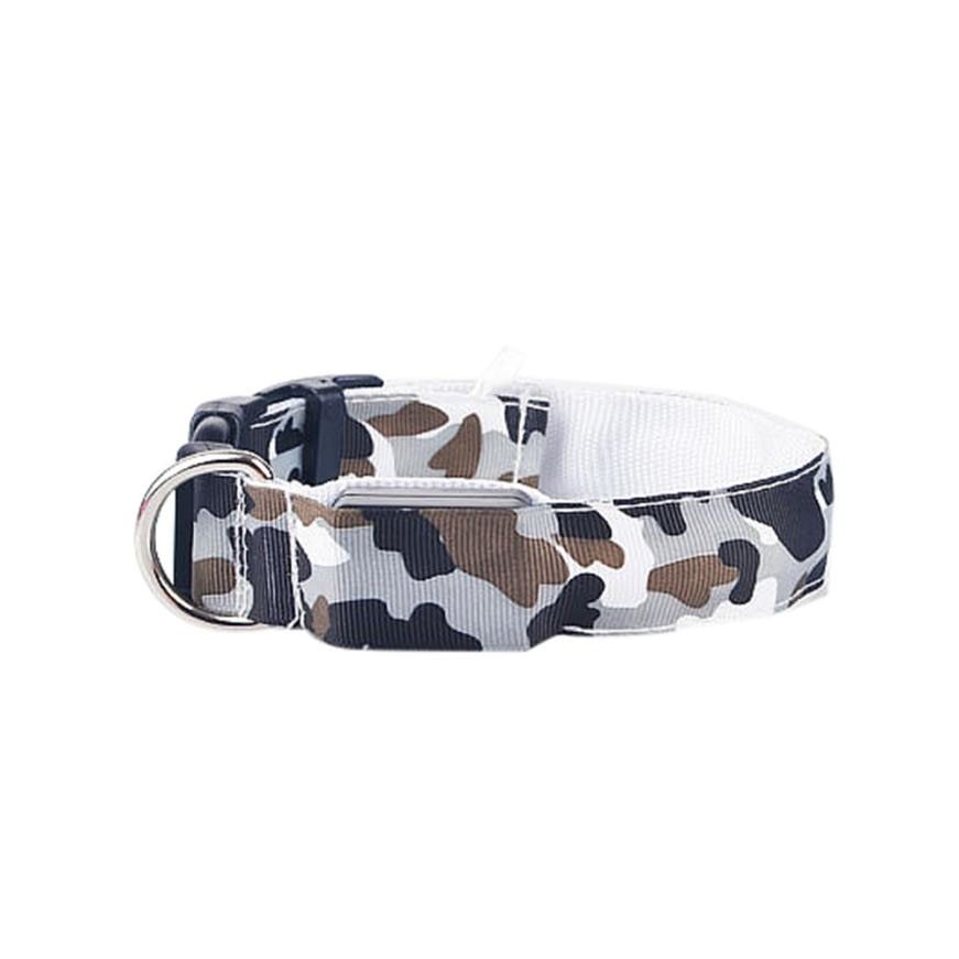 Camouflage Luminous Dog Collar – LED Glow in the Dark Pet Collar