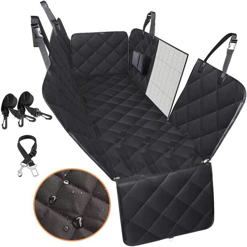 Dog Car Seat Cover Hammock – Rear Back Seat Pet Safety Protector with Zipper & Pocket