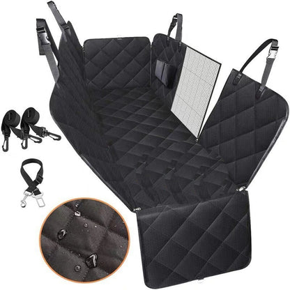 Dog Car Seat Cover Hammock – Rear Back Seat Pet Safety Protector with Zipper & Pocket