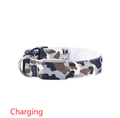 Camouflage Luminous Dog Collar – LED Glow in the Dark Pet Collar